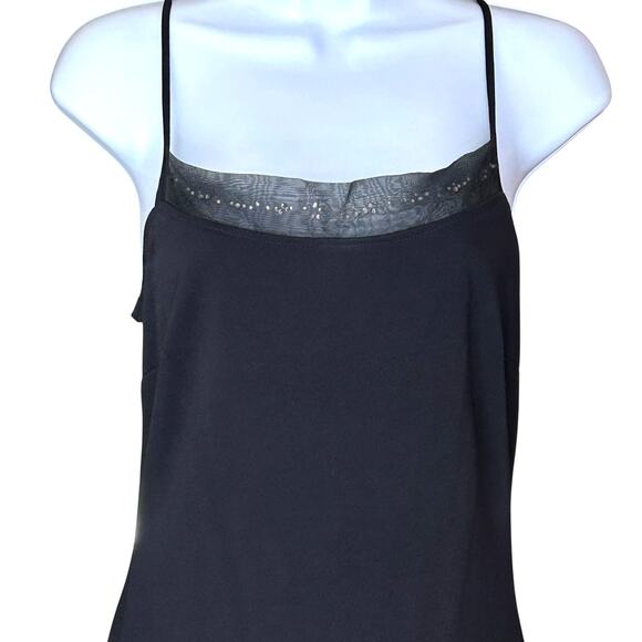 Vintage 90s Black Slip Dress Silk Trim Whimsigoth Quiet Luxury Size 6 - Picture 2 of 10